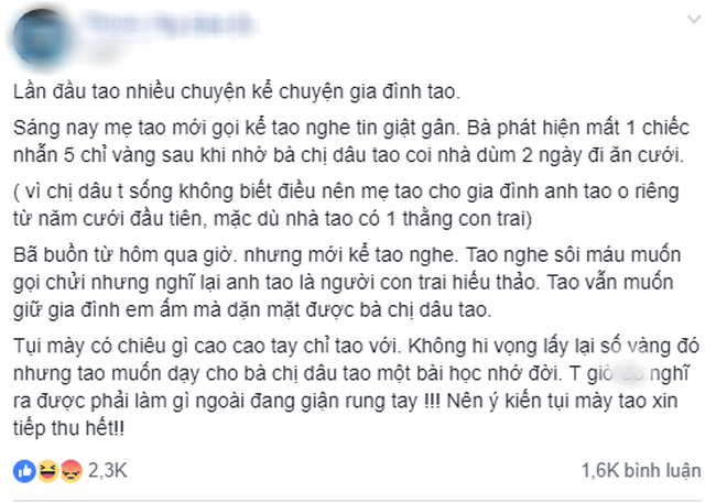 Ức chế lên xin chị em hiến kế để trị bà chị dâu trộm cắp, em chồng sững sờ khi bị ném đá ngược Ức chế lên xin chị em hiến kế để trị bà chị dâu trộm cắp, em chồng sững sờ khi bị ném đá ngược