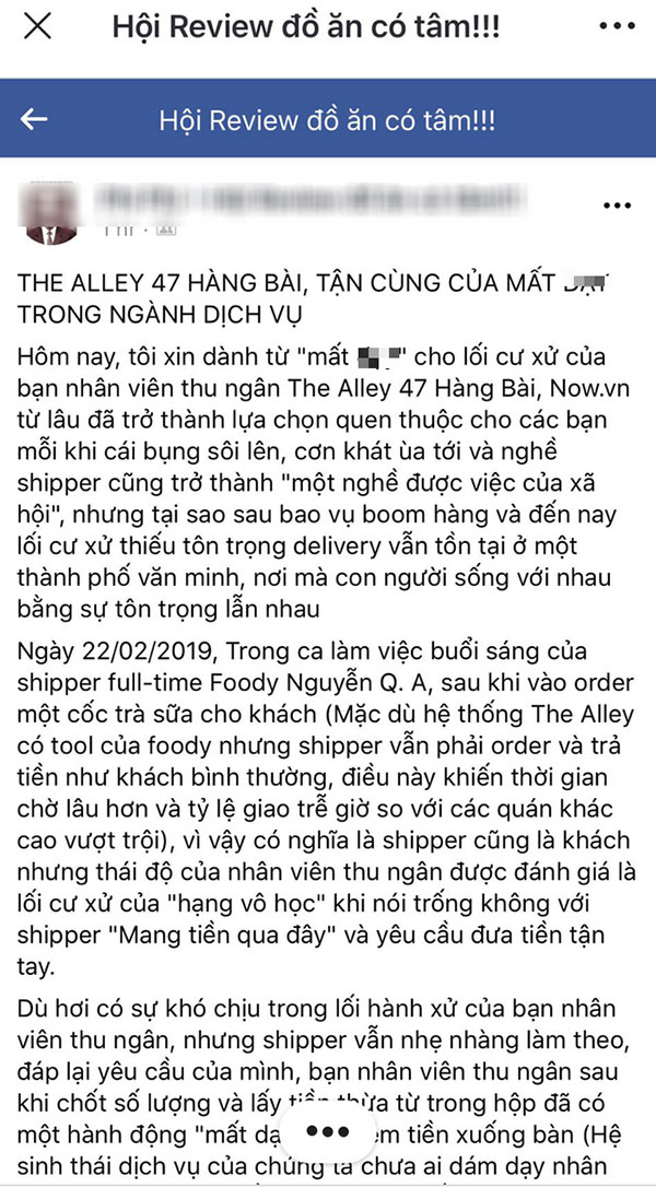 Sau vụ trà sữa The Alley bị tố coi thường shipper, nữ thu ngân kiêm cửa hàng trưởng bị cách chức, chuyển làm nhân viên vệ sinh?