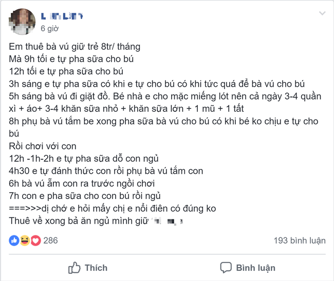 Hậm hực lên mạng tố thuê giúp việc lương 8 triệu mà vẫn phải cho con bú cả ngày, mẹ trẻ bất ngờ bị mắng tả tơi