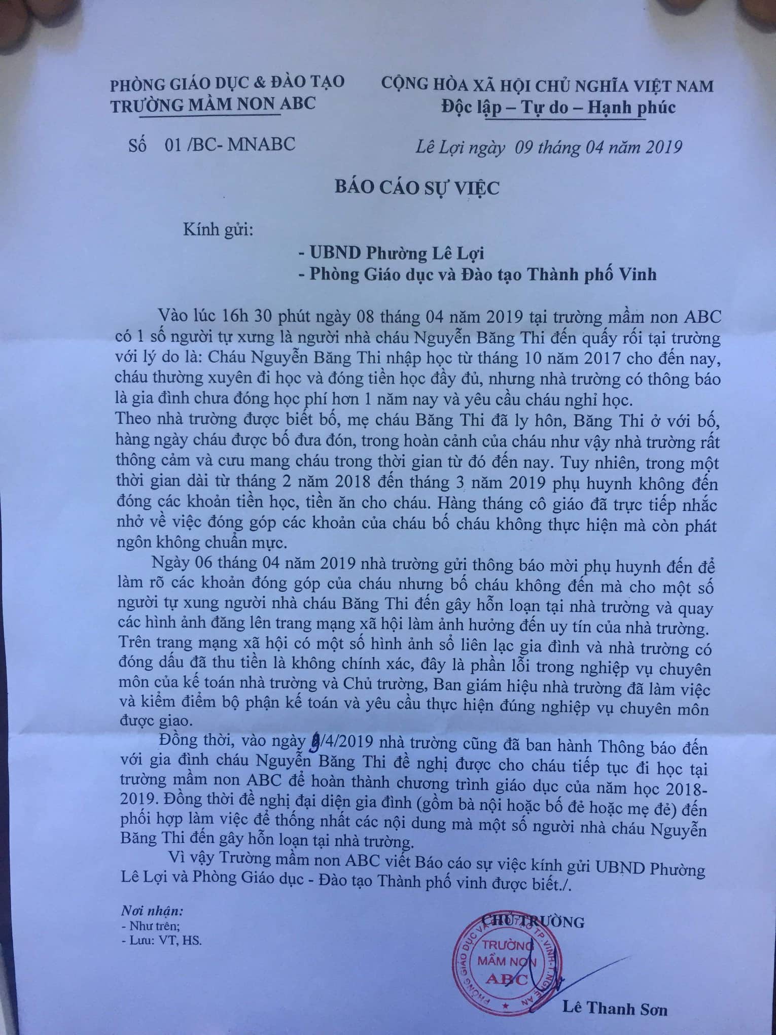 Đuổi học trẻ 5 tuổi vì gia đình nợ tiền học phí: Nhà trường tố ngược phụ huynh, cho rằng lỗi do kế toán