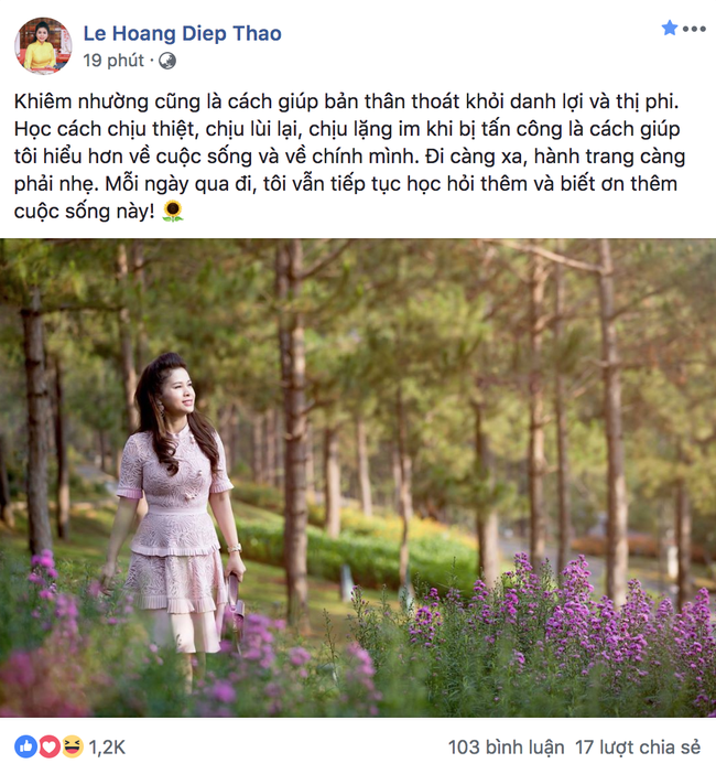 Sau khi muốn tái hợp chồng cũ, bà Lê Hoàng Diệp Thảo chia sẻ nguyên nhân khiến bà chịu lùi lại, chịu thiệt thòi