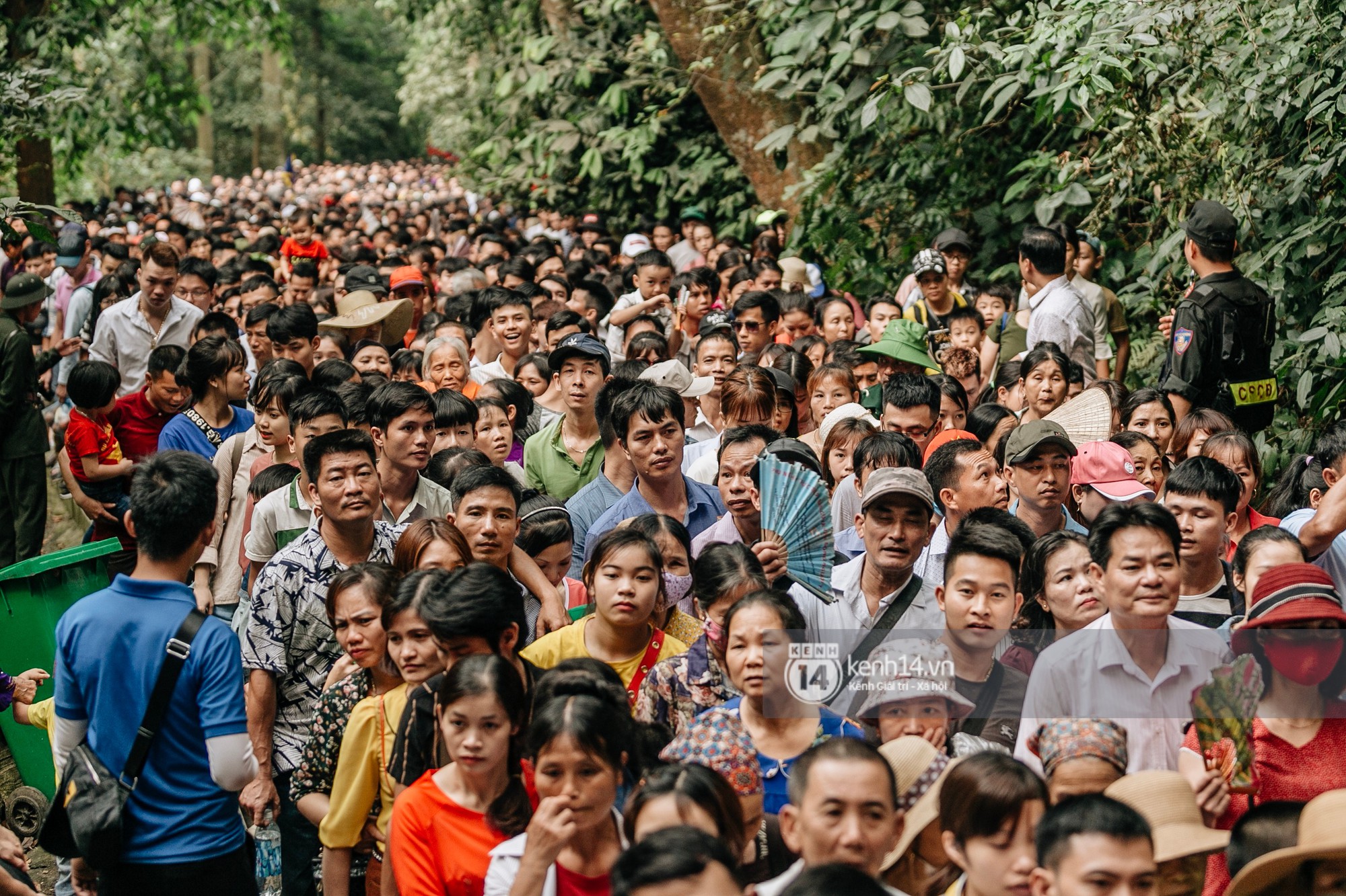 Chùm ảnh: Em nhỏ hoảng sợ khóc thét, được người nhà lôi kéo chen chúc giữa biển người tiến vào đền Hùng