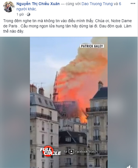 Loạt sao Việt đau xót khi Nhà thờ Đức Bà Paris bốc cháy ngùn ngụt, đỉnh tháp 850 năm tuổi sụp đổ