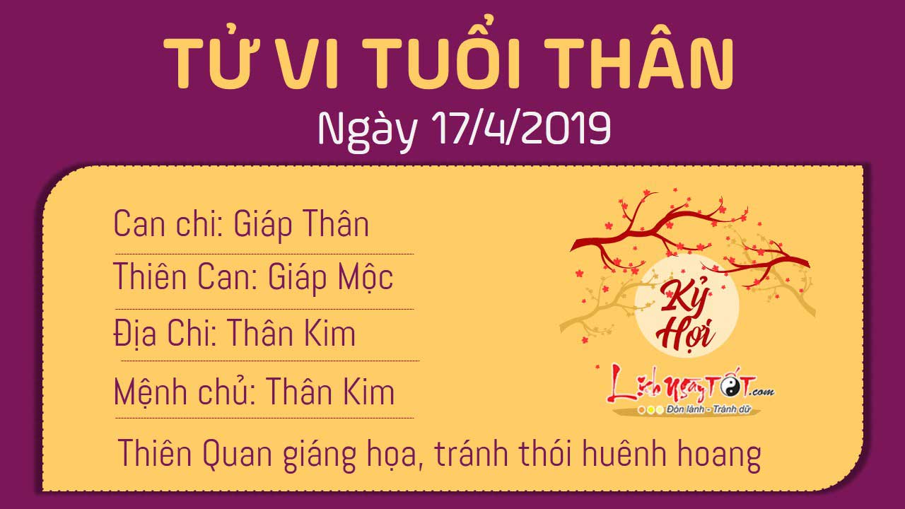 Tử vi thứ 4 ngày 17/4/2019 của 12 con giáp: Sửu được Chính Tài chiếu mệnh, Hợi phạm tiểu nhân