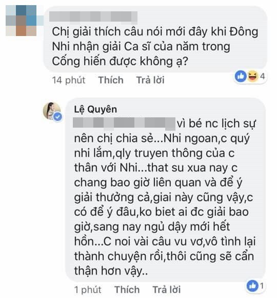 Lệ Quyên lên tiếng giải thích khi bị nghi đá xéo Đông Nhi vì giải Cống hiến 2019