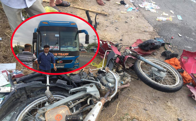 Băng qua đường, 2 vợ chồng đi xe máy bị xe khách tông văng 10m, chết thảm