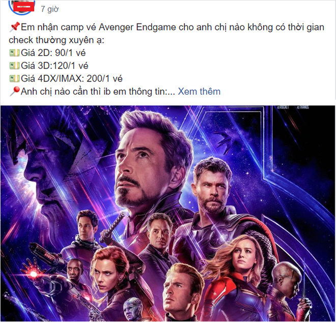 Nở rộ dịch vụ nhận đặt vé Avengers: Endgame ăn chênh, hàng chợ đen đắt gấp 3 lần