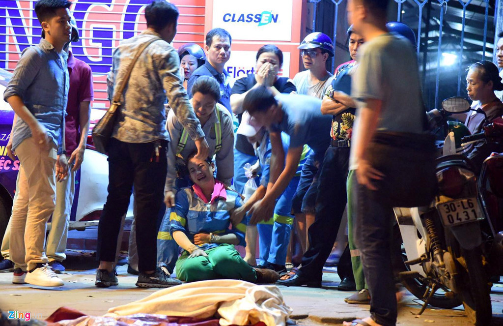 Hiện trường vụ xe Hyundai tông liên hoàn khiến nữ lao công tử vong