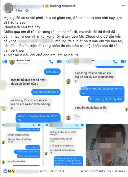 Bức xúc chuyện cô gái nhặt được iPhone không trả còn hồn nhiên nhắn tin xin mật khẩu iCloud để đỡ mất tiền mở khoá