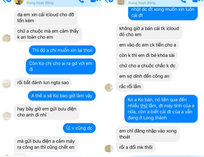 Bức xúc chuyện cô gái nhặt được iPhone không trả còn hồn nhiên nhắn tin xin mật khẩu iCloud để đỡ mất tiền mở khoá