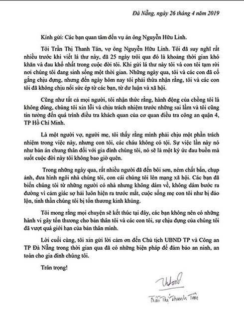Vợ ông Nguyễn Hữu Linh gửi tâm thư đau đớn tới cộng đồng mạng