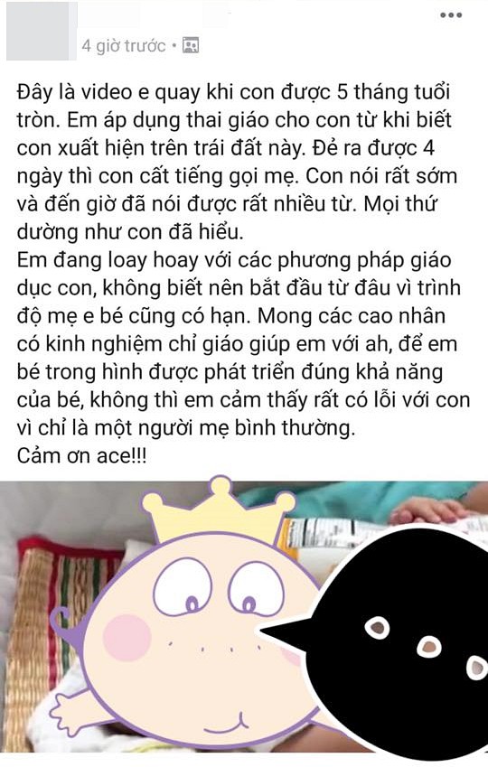 Khoe áp dụng thành công thai giáo từ lúc cấn bầu, con 4 ngày tuổi đã biết gọi mẹ, mẹ trẻ bị chị em gạch đá tới tấp