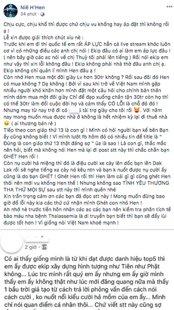 HHen Niê lên tiếng đáp trả khi bị chỉ trích giả tạo