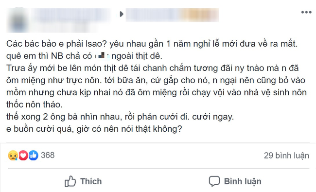 Lần đầu ra mắt bạn gái đã ôm bụng nôn thốc nôn tháo, bố mẹ vội vàng giục cưới nhưng sự thật lại trớ trêu thế này