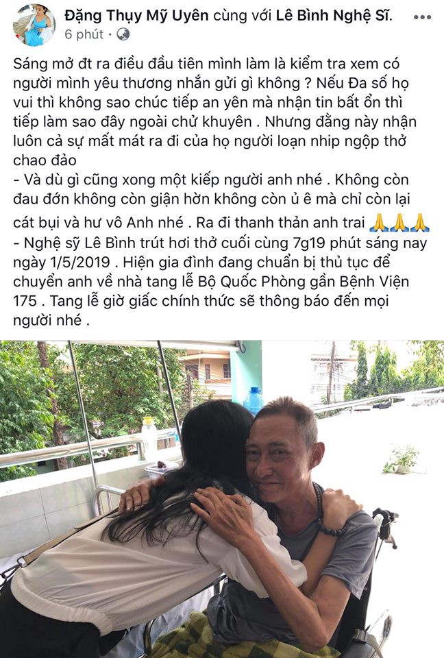 Con gái đau xót, bạn bè, đồng nghiệp bàng hoàng trước sự ra đi của nghệ sĩ Lê Bình