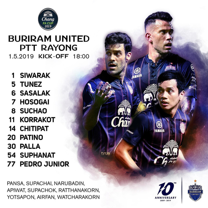 Xuân Trường mất tích trong ngày Buriram United đại thắng trên sân nhà