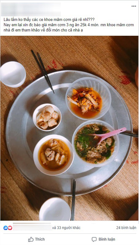 Bị mắng câu like chỉ vì khoe mâm cơm 25k được hẳn 4 món, mẹ trẻ thủng thẳng đáp trả và nhận ngàn lượt ngợi khen Bị mắng câu like chỉ vì khoe mâm cơm 25k được hẳn 4 món, mẹ trẻ thủng thẳng đáp trả và nhận ngàn lượt ngợi khen