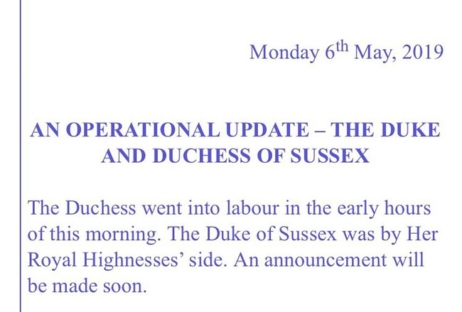 Cung điện hoàng gia xác nhận: Meghan đã sinh con đầu lòng, giới tính em bé nằm ngoài dự đoán của người hâm mộ