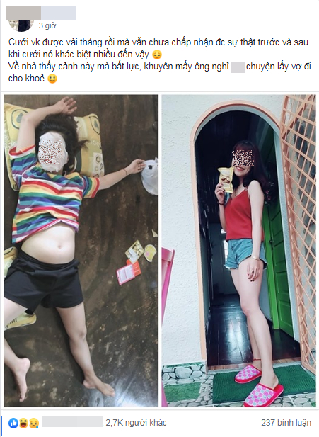 Đăng ảnh trước và sau khi cưới để dọa anh em khác không nên lấy vợ, nhưng mục đích thật sự của anh chồng mới gây choáng