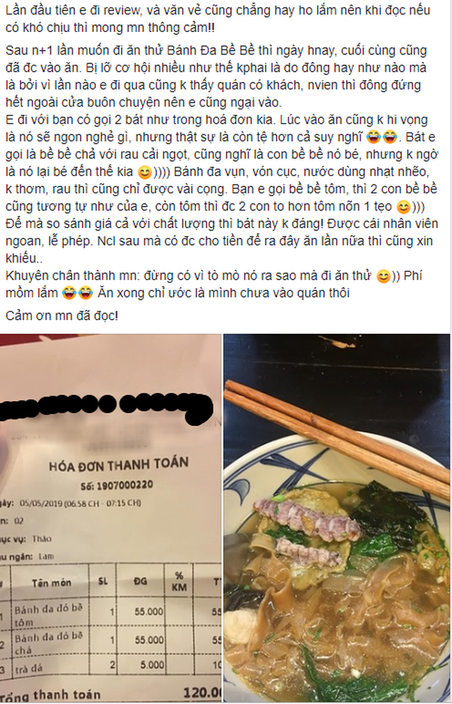 Scandal lộ clip nóng chưa dứt, quán bánh đa bề bề của hot girl Trâm Anh lại bị khách review: Đừng ăn, phí mồm lắm