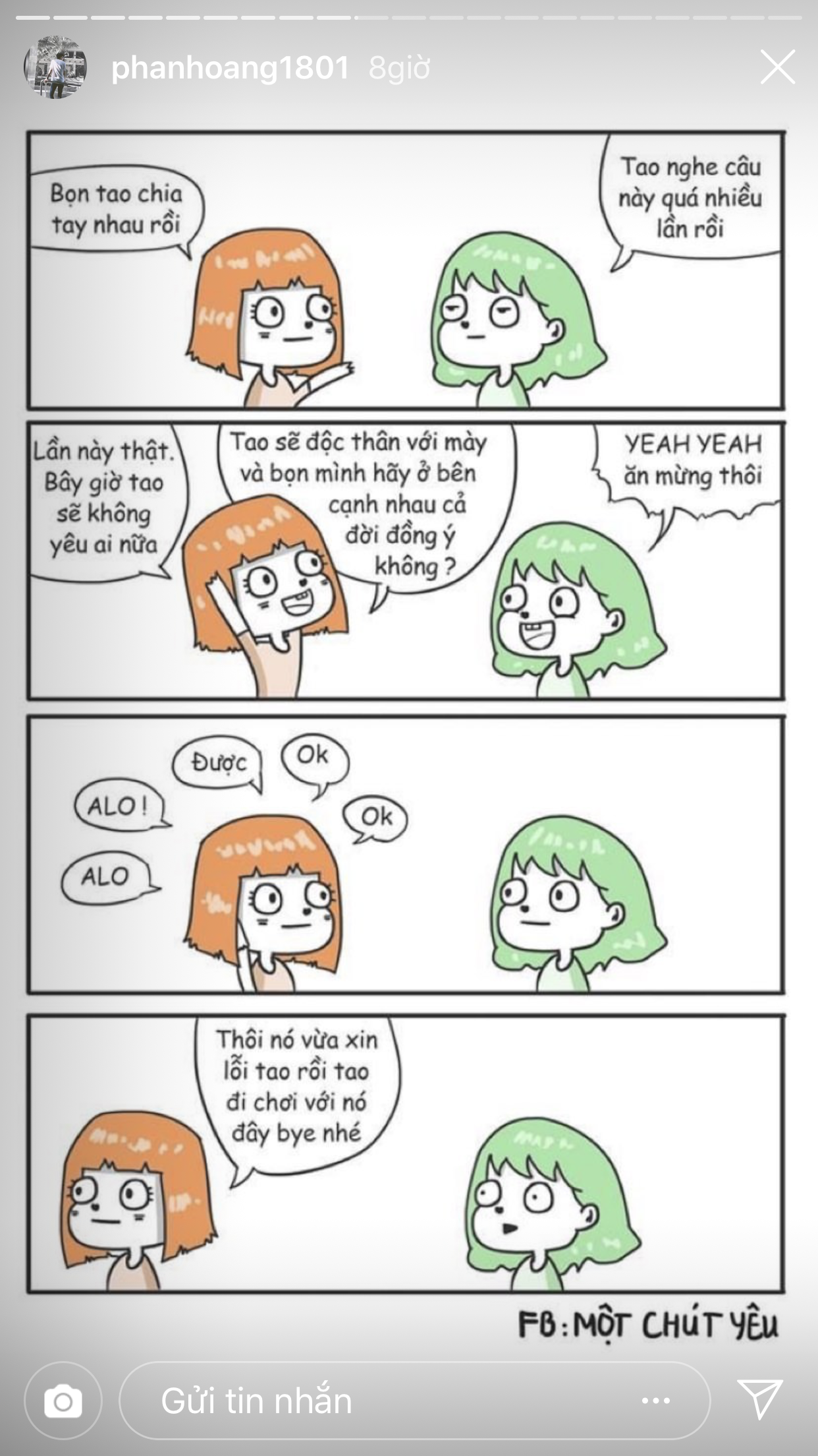 Vừa yêu lại được đúng 7 ngày, Phan Hoàng giận dỗi đăng luôn 20 cái story dằn mặt bạn gái và cả hai tiếp tục unfollow nhau