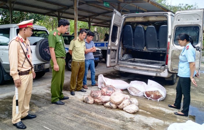 Nửa tấn thịt, mỡ động vật hôi thối đang vào Bình Định thì bị bắt