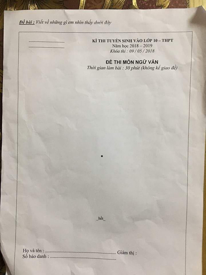 Xuất hiện đề Văn siêu thách thức chỉ có... một dấu chấm, học sinh hoang mang 1 thì dân mạng hoang mang 10