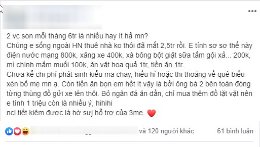 Vợ chồng son sống giữa thủ đô ăn tiêu thả phanh chỉ hết 6 triệu/tháng, tiết lộ bí quyết cực bất ngờ
