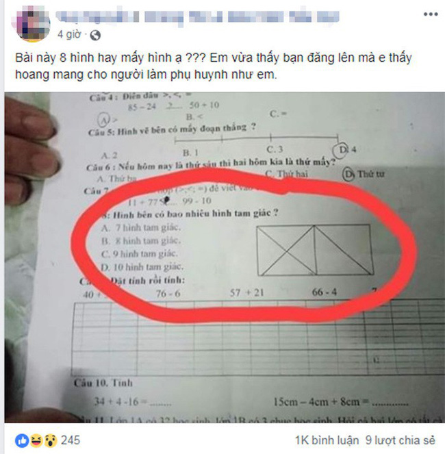 Những bài toán hại não của con khiến phụ huynh đau đầu