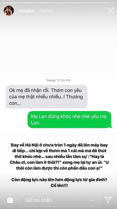 Đoạn tin nhắn hé lộ động lực làm việc điên cuồng của Châu Bùi, đọc xong ai cũng thấy điều quan trọng nhất trong đời mình