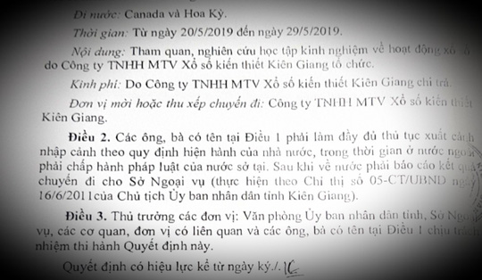 Thực hư Kiên Giang cử cán bộ sắp về hưu đi học tập kinh nghiệm xổ số ở nước ngoài