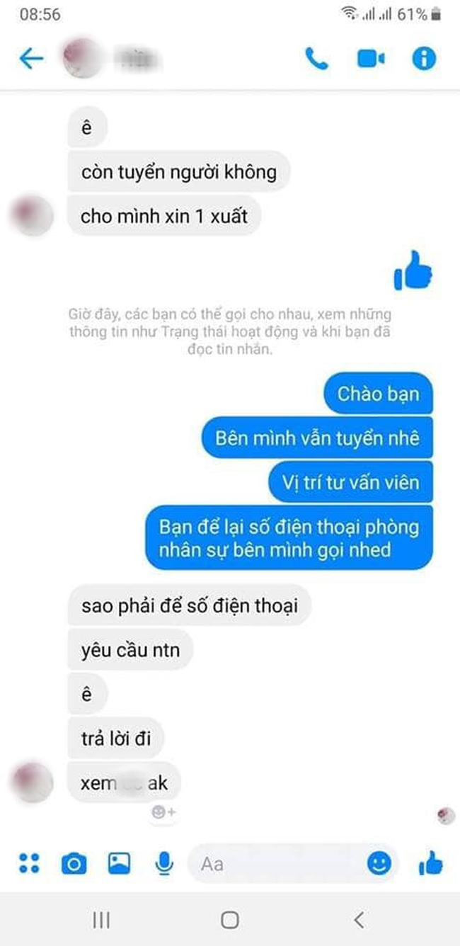 Nhắn tin xin việc mà hỏi: Ê, còn tuyển người không, cho xin một suất, ứng viên ngã cây bị ném đá không kịp vuốt mặt