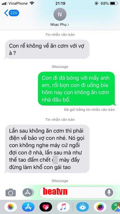 Những dòng tin nhắn nắn gân của bố vợ khiến con rể run sợ sau lần phạm lỗi