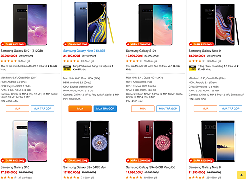 Smartphone cao cấp Samsung, Huawei giảm hàng triệu đồng Smartphone cao cấp Samsung, Huawei giảm hàng triệu đồng