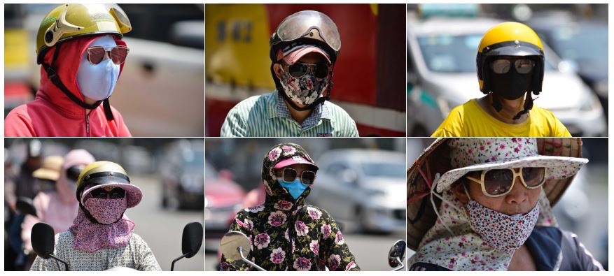 Người đi đường đắp chăn, biến thành ninja giữa cái nóng trên 40 độ C