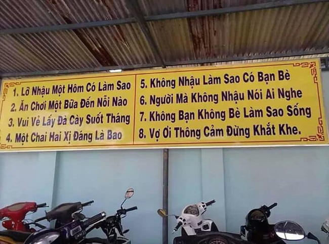 Khẩu hiệu 8 điều khuyến khích cánh mày râu nhậu nhẹt trong quán bia Người mà không nhậu nói ai nghe gây tranh cãi