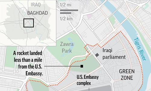 Tấn công tên lửa gần đại sứ quán Mỹ ở Iraq