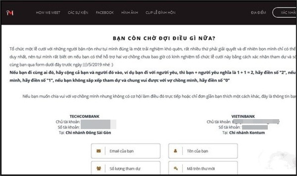 Mời cưới thời 4.0: Lập hẳn trang web để khách xác nhận tham dự, đính kèm luôn STK để gửi tiền mừng