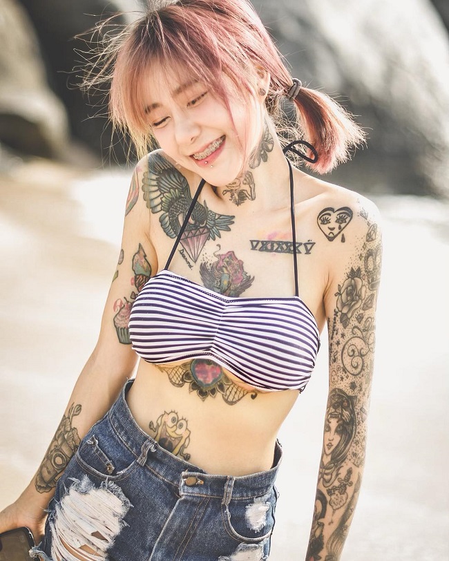 3 kiều nữ xăm Thái Lan: Mặt xinh như búp bê, da dính mực vẫn đẹp nuột nà