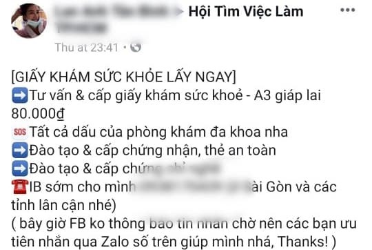 Cận cảnh quy trình mua bán giấy khám sức khỏe siêu tốc qua mạng