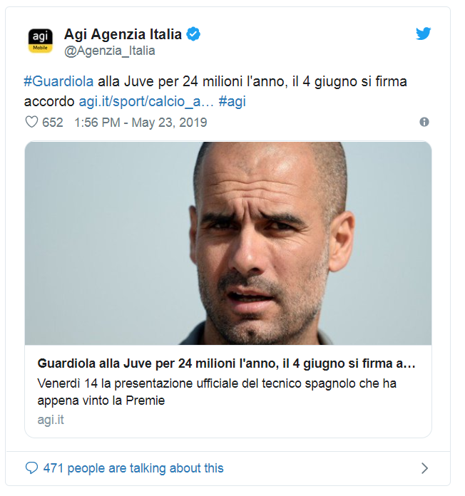 Toàn bộ diễn biến vụ Pep Guardiola tới dẫn dắt Juventus
