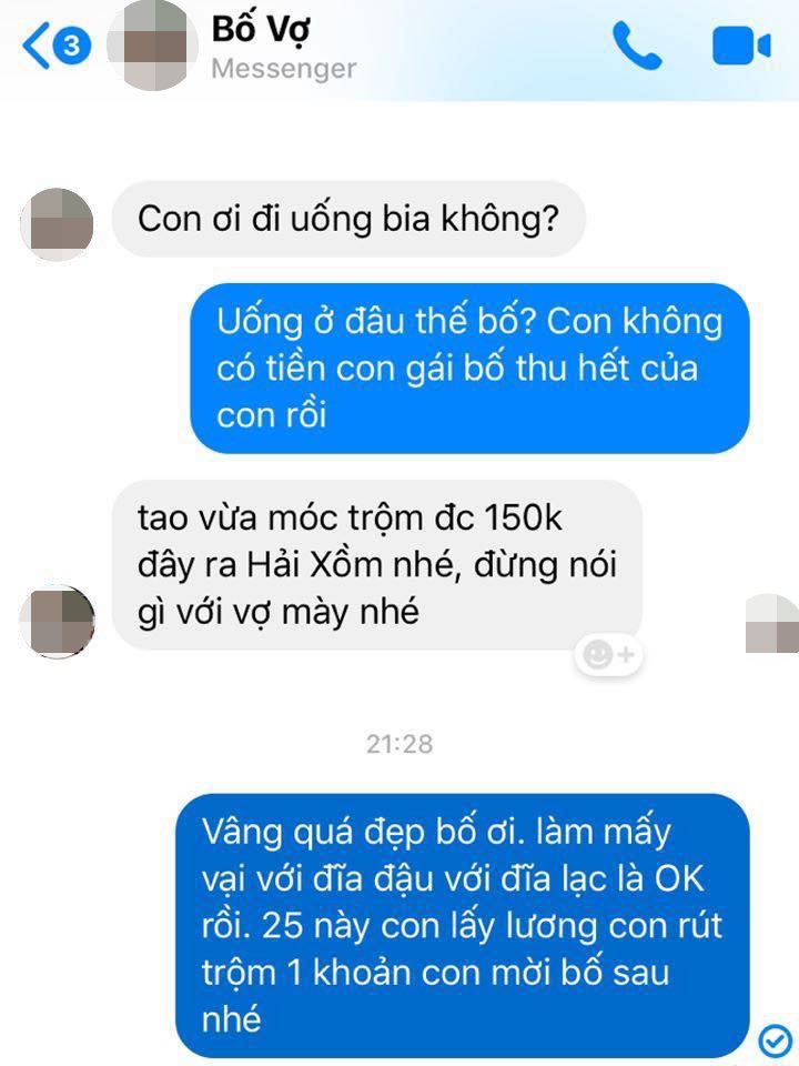 Trộm được của vợ 150k để rủ con rể đi nhậu, bố vợ khiến cư dân mạng cười ra nước mắt còn các anh chồng thì xót xa vì đồng cảm Trộm được của vợ 150k để rủ con rể đi nhậu, bố vợ khiến cư dân mạng cười ra nước mắt còn các anh chồng thì xót xa vì đồng cảm