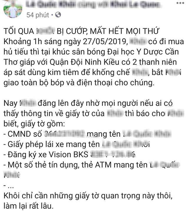 Nam sinh dựng chuyện bị cướp vì sợ gia đình la mắng