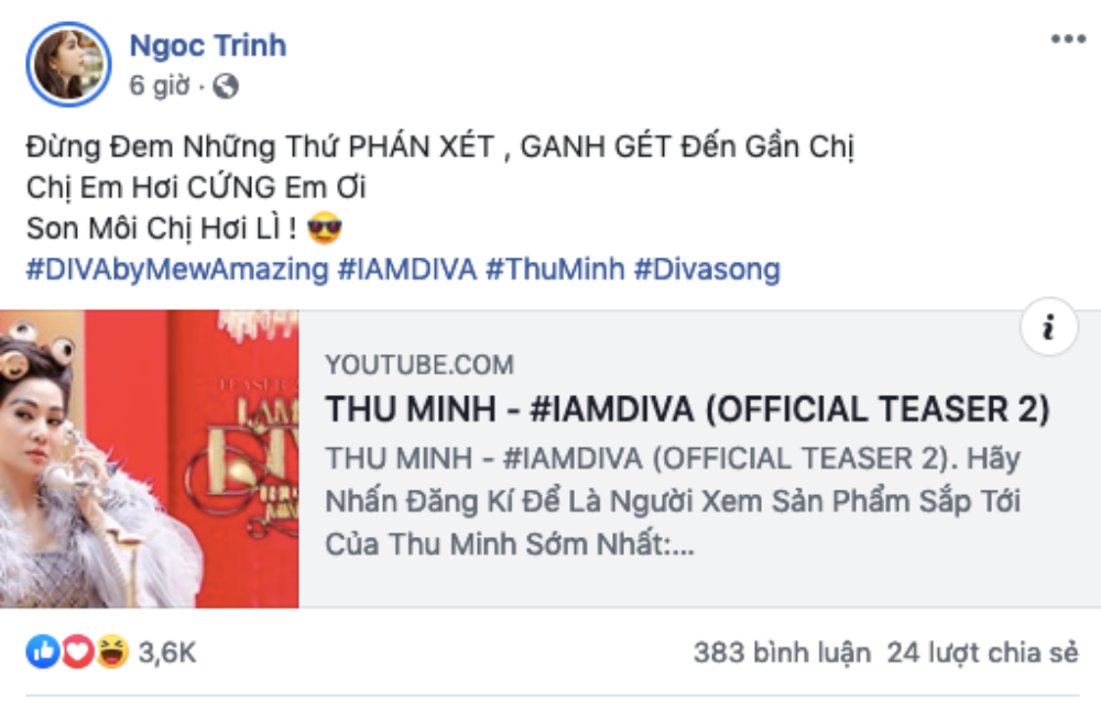 Ngọc Trinh và cư dân mạng phát sốt với câu hát cực chất của Thu Minh trong teaser mới