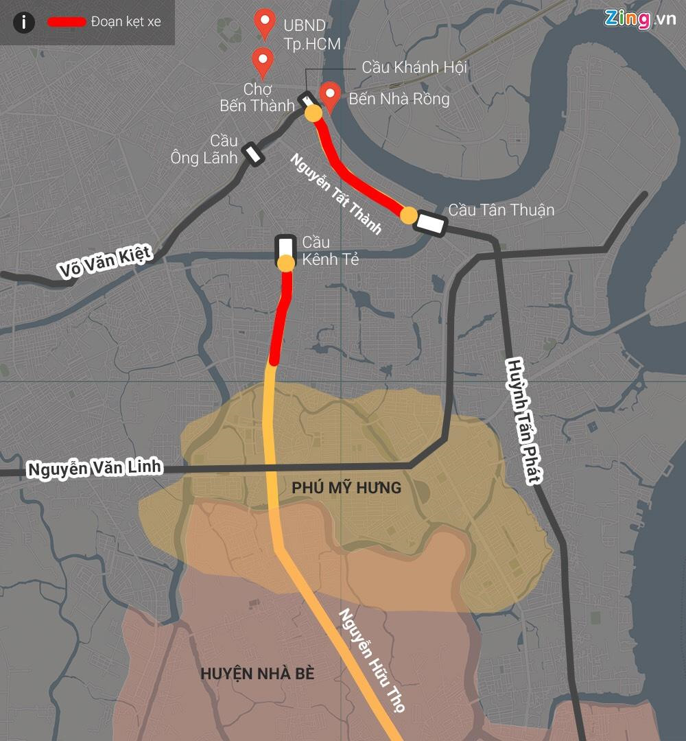 Hai trục đường khốn khổ vì kẹt xe ở quận 7, TP.HCM