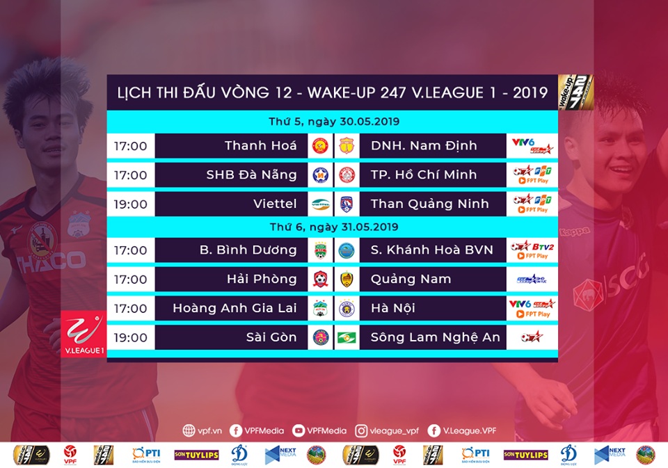 Tổng quan vòng 12 V.League 2019: Tâm điểm HAGL - Hà Nội