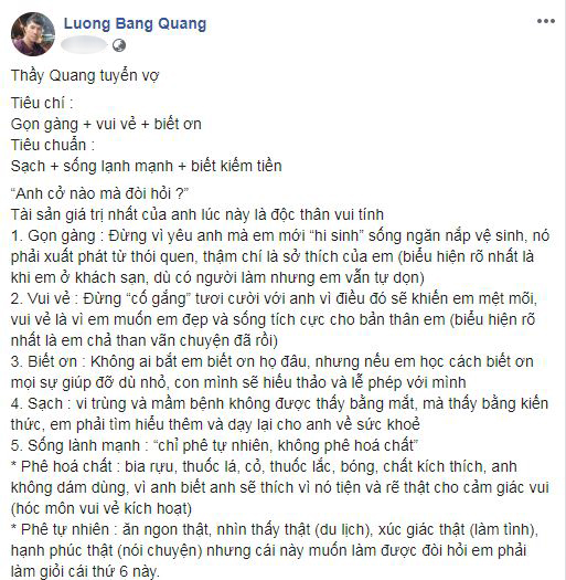 Hậu chia tay, Lương Bằng Quang đăng đàn tuyển vợ, Ngân 98 ẩn ý về việc bạn trai cũ có người mới
