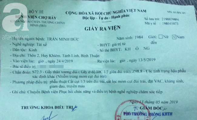 Đi làm thuê để lo cho vợ sắp sinh, chồng bị tai nạn nguy kịch phải cắt bỏ 1 chân