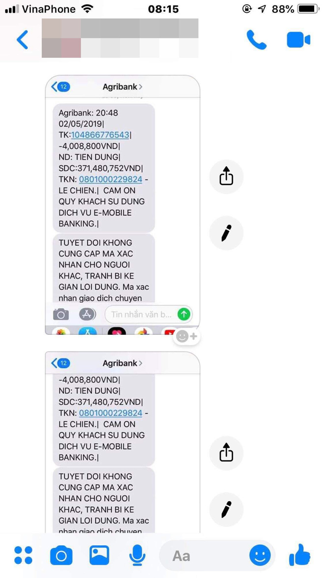 Đ.T.N tạo tin nhắn giả, lừa chủ tiệm rằng đã chuyển tiền