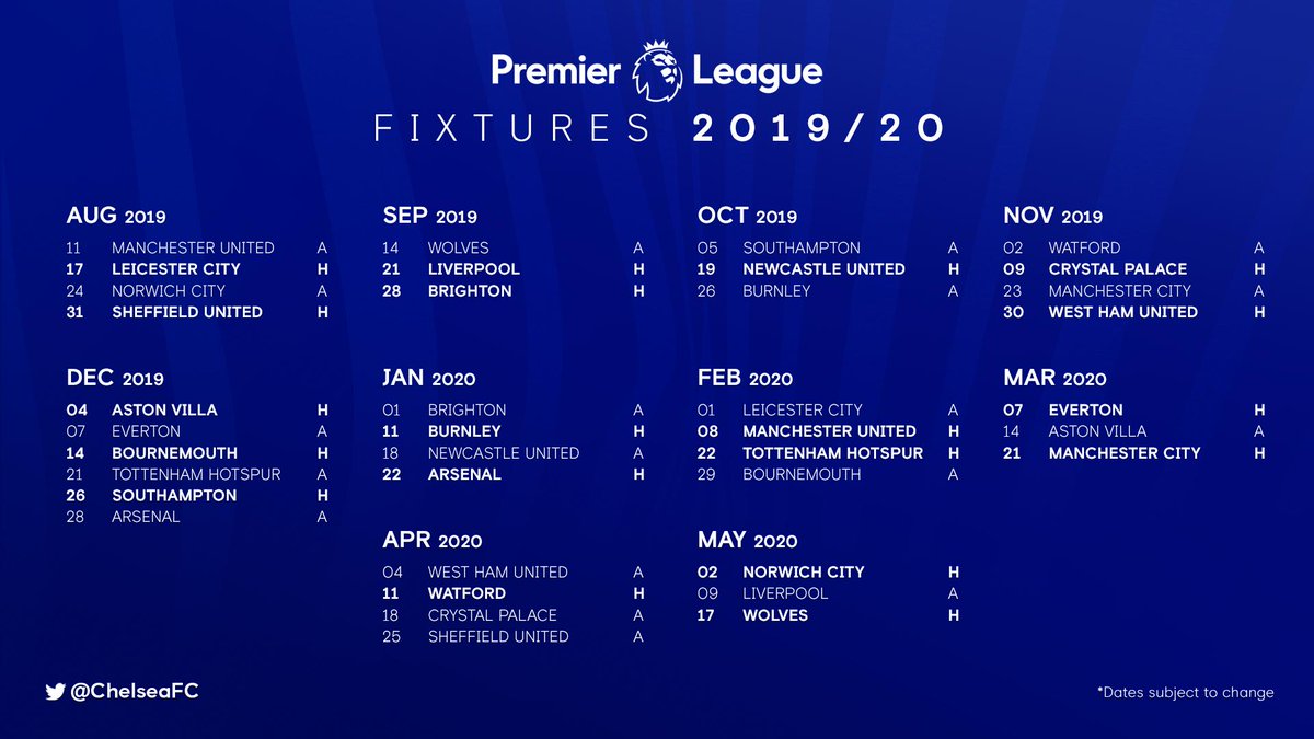 Ngoại hạng Anh 2019-2020: MU đại chiến Chelsea ngay ở vòng 1 - 5 Ngoại hạng Anh 2019-2020: MU đại chiến Chelsea ngay ở vòng 1 - 5